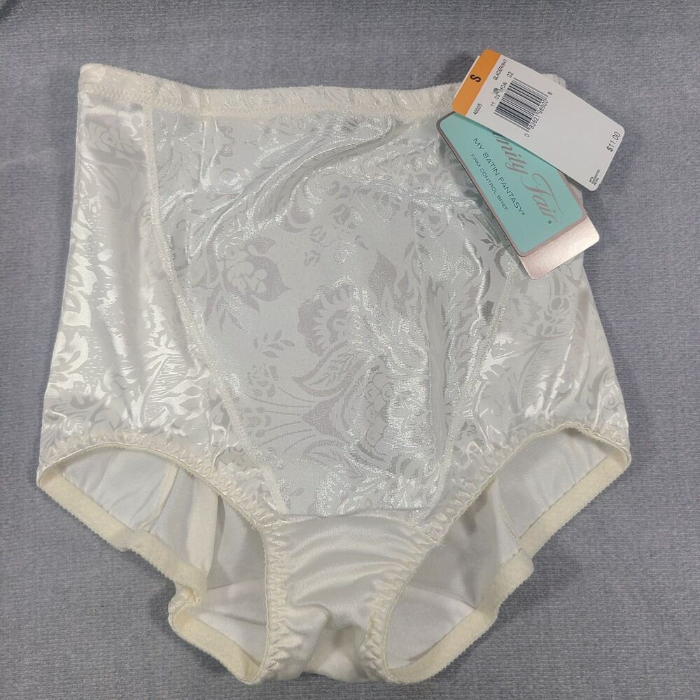 NOS Vanity Fair Sz Small White Nylon Panty Firm Control Brief My Satin Fantasy